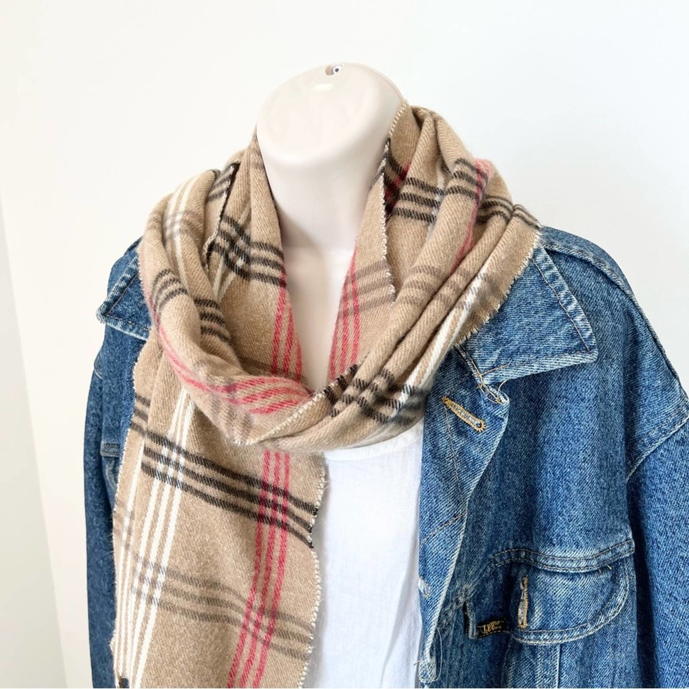 Plaid Scarf Plaid Check Pattern Neutral Tan Red Black‎